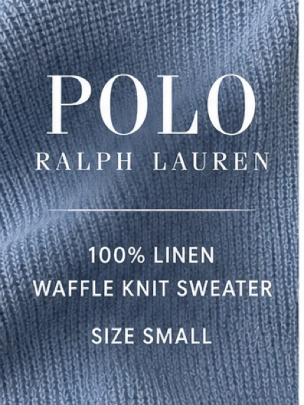 Polo Ralph Lauren 100% Linen Waffle Knit Sweater Blue Size Small Coastal